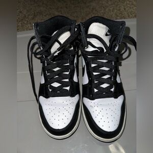 Nike high panda dunks (size:6)